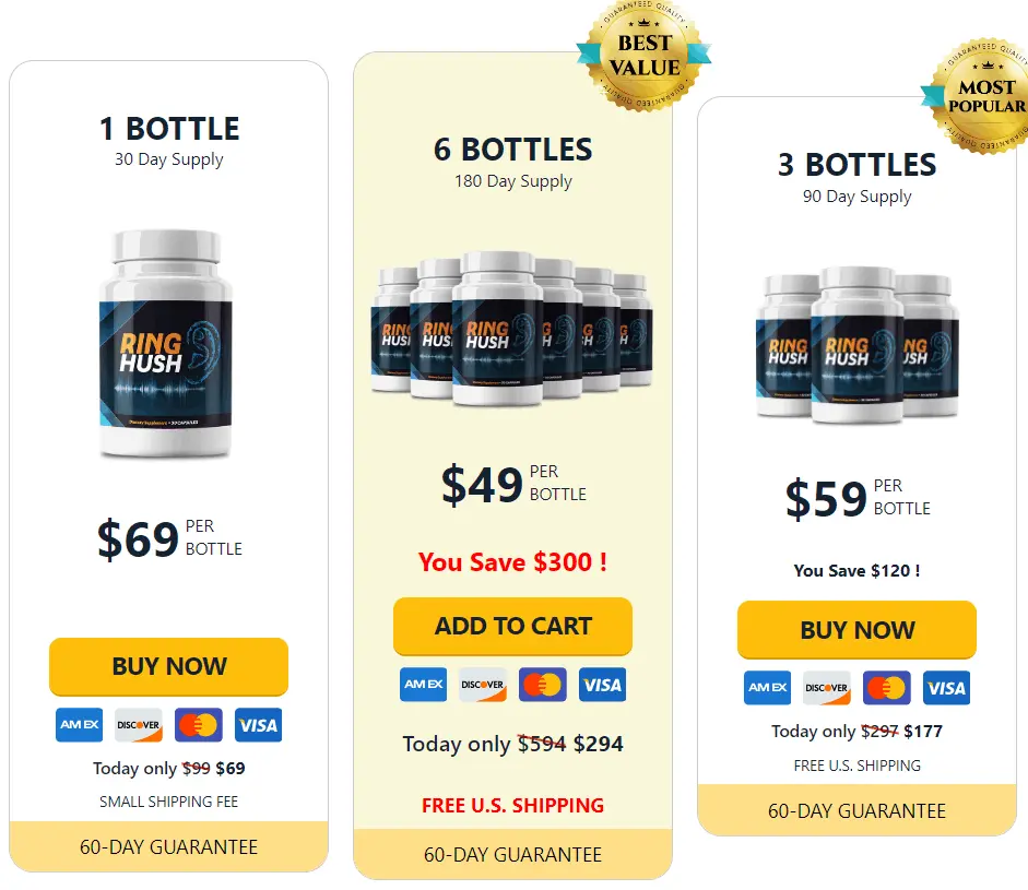 RingHush Bottles Pricing